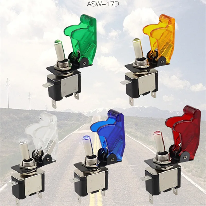 

Rocker switch Auto Car Boat Truck Illuminated Led Toggle Switch With Safety Aircraft Flip Up Cover Guard 12V20A ASW-07D