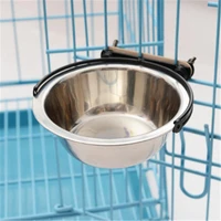 hang stationary dog bowls pet cage stainless steel hanging bowl pets cat feeder puppy kitten feeding food drinking water bowls