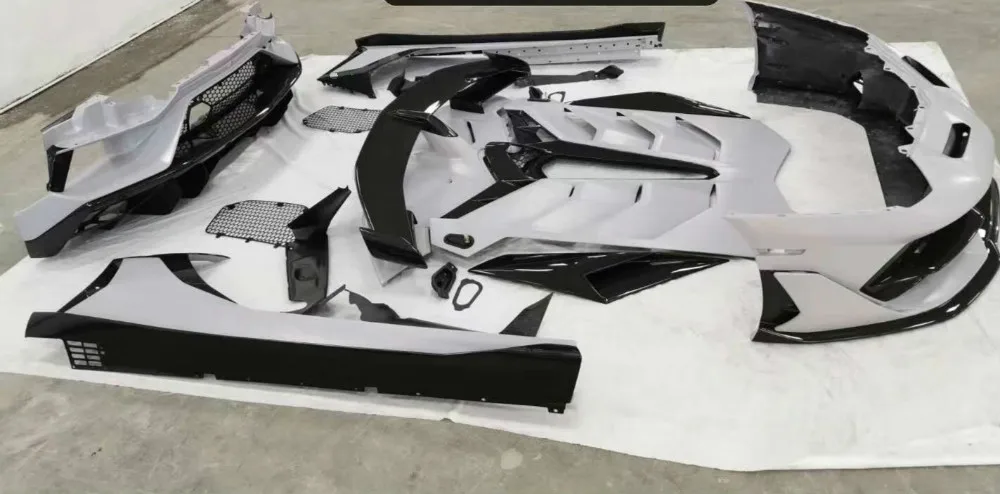 Сухой углеродного волокна передняя губа задний диффузор спойлер боковые юбки