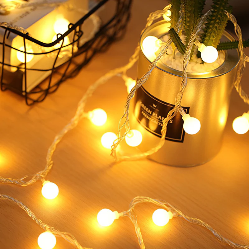 

Garland LED Ball String Light Christmas Bulb Fairy String Decorative Lights for Outdoor Camping Home Wedding Party Decoration