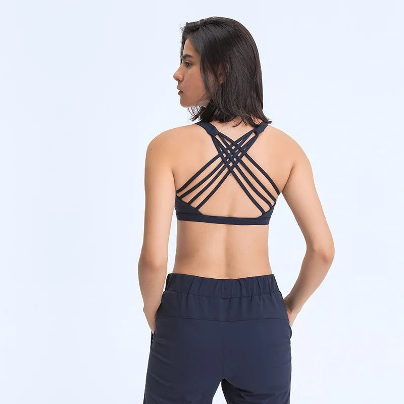 

Fitness Sports Bra for Women Push Up Wirefree Padded Crisscross Strappy Running Gym Training Workout Yoga Underwear Crop Tops