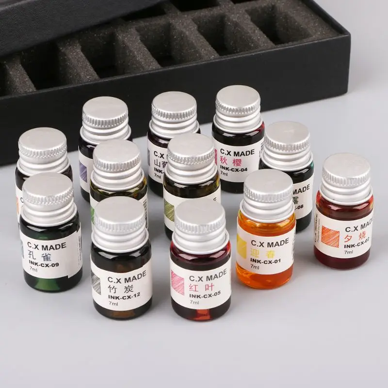 12 шт. напылением золотистого цвета Цветной бутилированной Стекло Dip Ручка набор