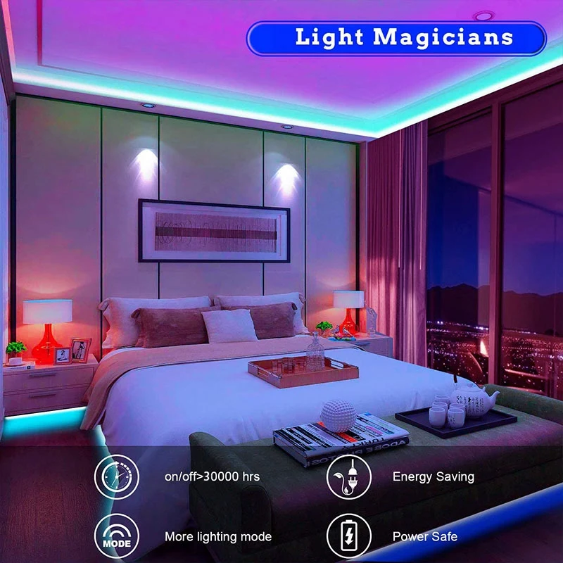 

LED Strip Lights RGB Color Changing 5050 Flexible LED Tape Light with IR Remote Controller for Bedroom Home