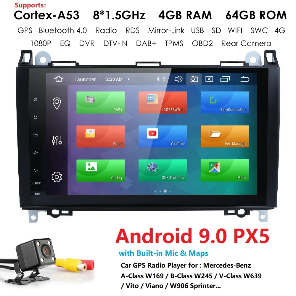 4G+ 64G 4GWIFI 2din no-DVD gps головное устройство для Mercedes Benz B200 A B класс W169 W245 Viano Vito W639 Sprinter W906 Bluetooth радио