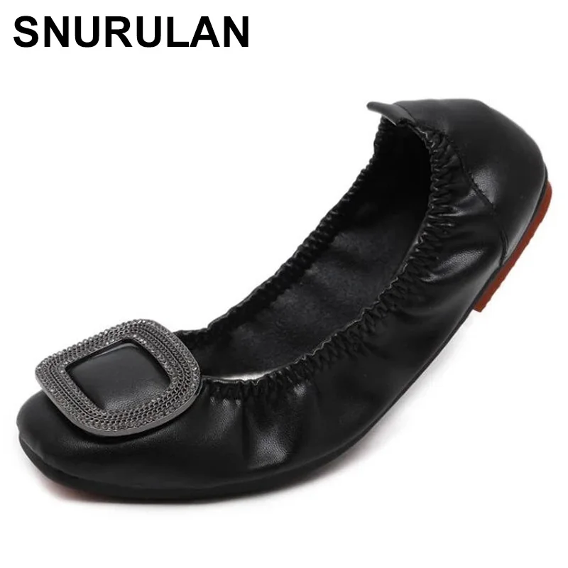 

SNURULAN Hot Plus Size Women Rhinestone Women Foldable Flat Shoes Fashion OL Ladies Flats Round Toe Woman's Footwear Female