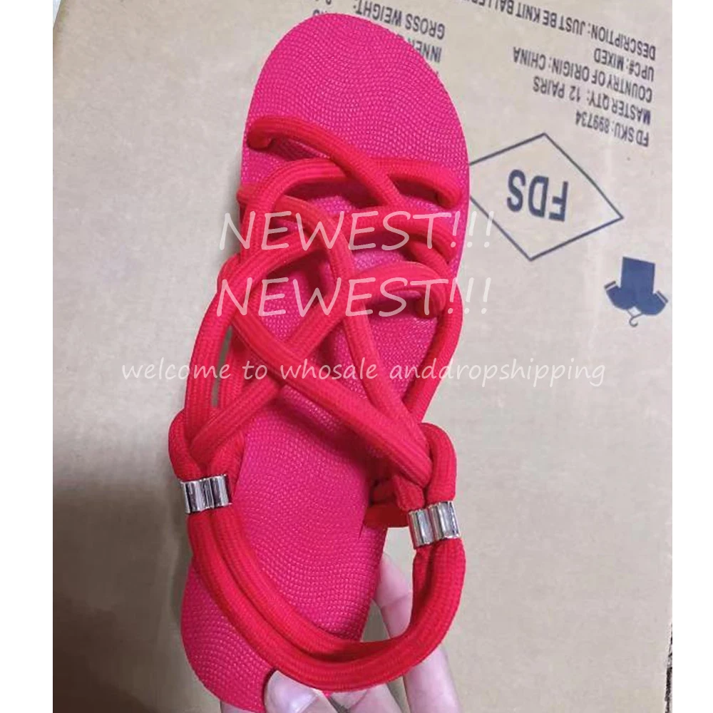 

2021 Sandals Woman Shoes Braided Rope Beach Shoes Open Toe Ladies Beach Sandals Roman Gladiator Sandals Non-slip Flip flop