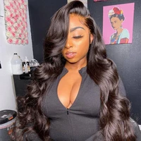 30 inch body wave lace front wig 13x4 lace frontal human hair wigs for black women brazilian pre plucked hd loose deep wave wigs