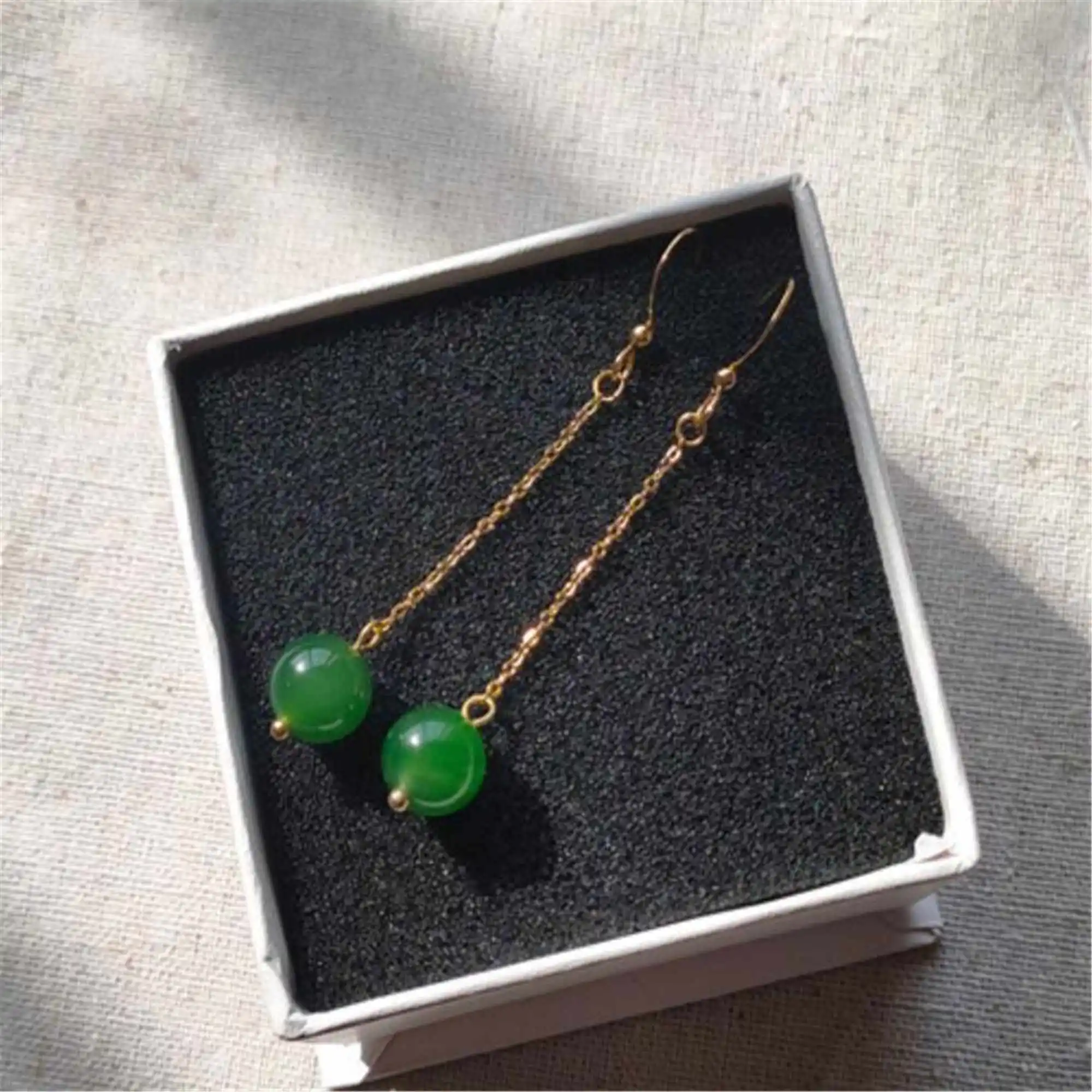 

Fashion Big round Green Agate Gold Earrings New Year Jewelry Thanksgiving CARNIVAL Gift Beautiful Christmas Wedding Classic