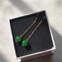 fashion big round green agate gold earrings new year jewelry thanksgiving carnival gift beautiful christmas wedding classic