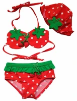 toddler cute strawberry bikini set baby girls 3pcs swimsuit swimwear bathing suit bikini tankini beachwear with hat weety style