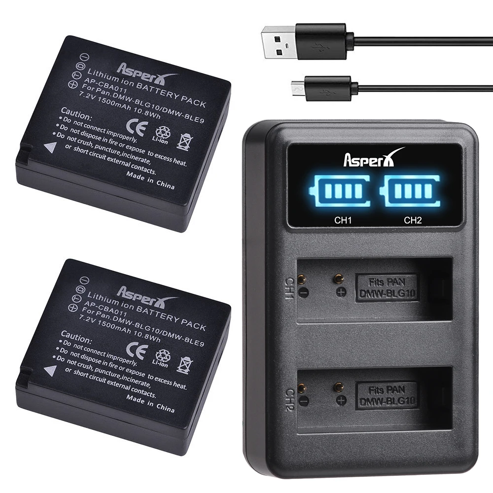 

2x DMW-BLG10 DMW BLG10E BLG10PP DMW-BLE9 Bateria Battery + Charger for Panasonic LUMIX GF5 GF6 LX100 GX7 GX80 GX85 GX7 Mark II