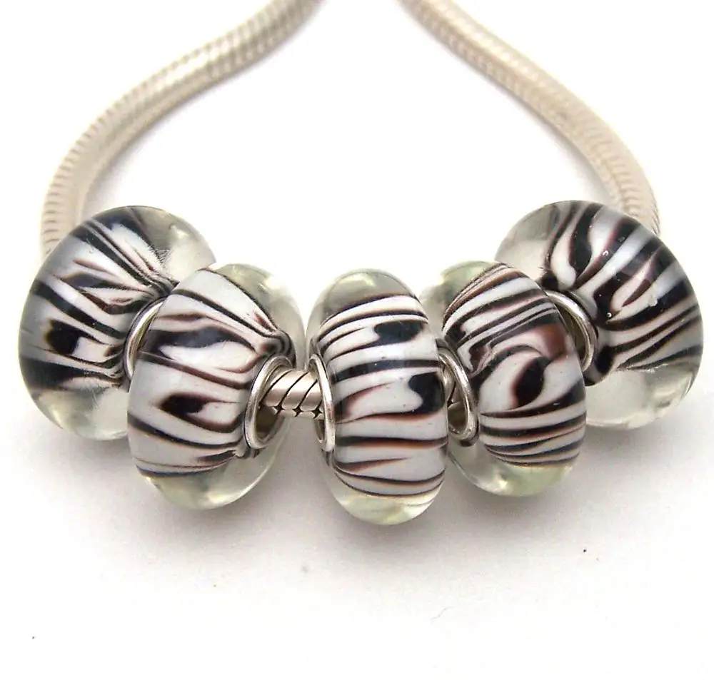 Бусины из серебра 100% пробы с муранским стеклом | Украшения и аксессуары