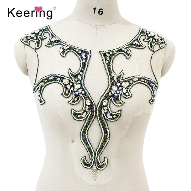 

Нашивка с аппликацией из блестящих кристаллов большого новейшего дизайна, High End, красивая мода, WDP - 005