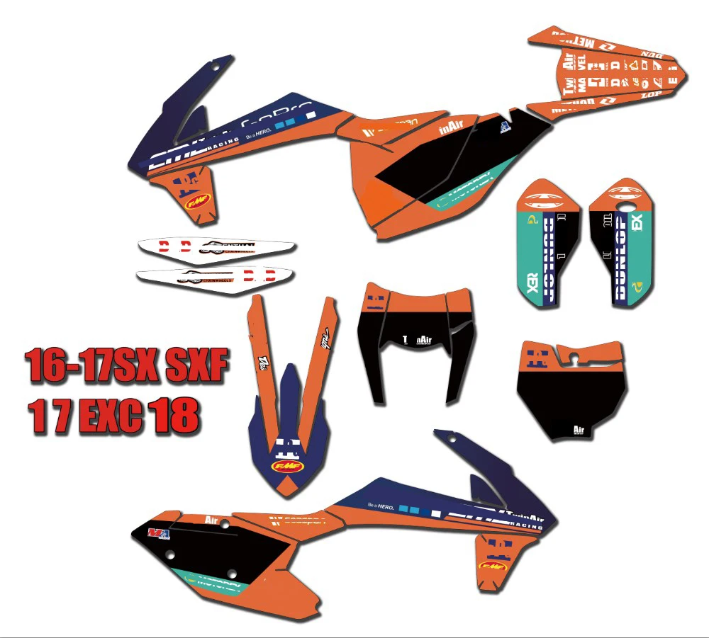 Для KTM EXC EXCF XCW 2017 2018 2019 Dirt PIT BIKE графика и фоны наклейки для SX SXF XC XCF 2016 2018|Наклейки