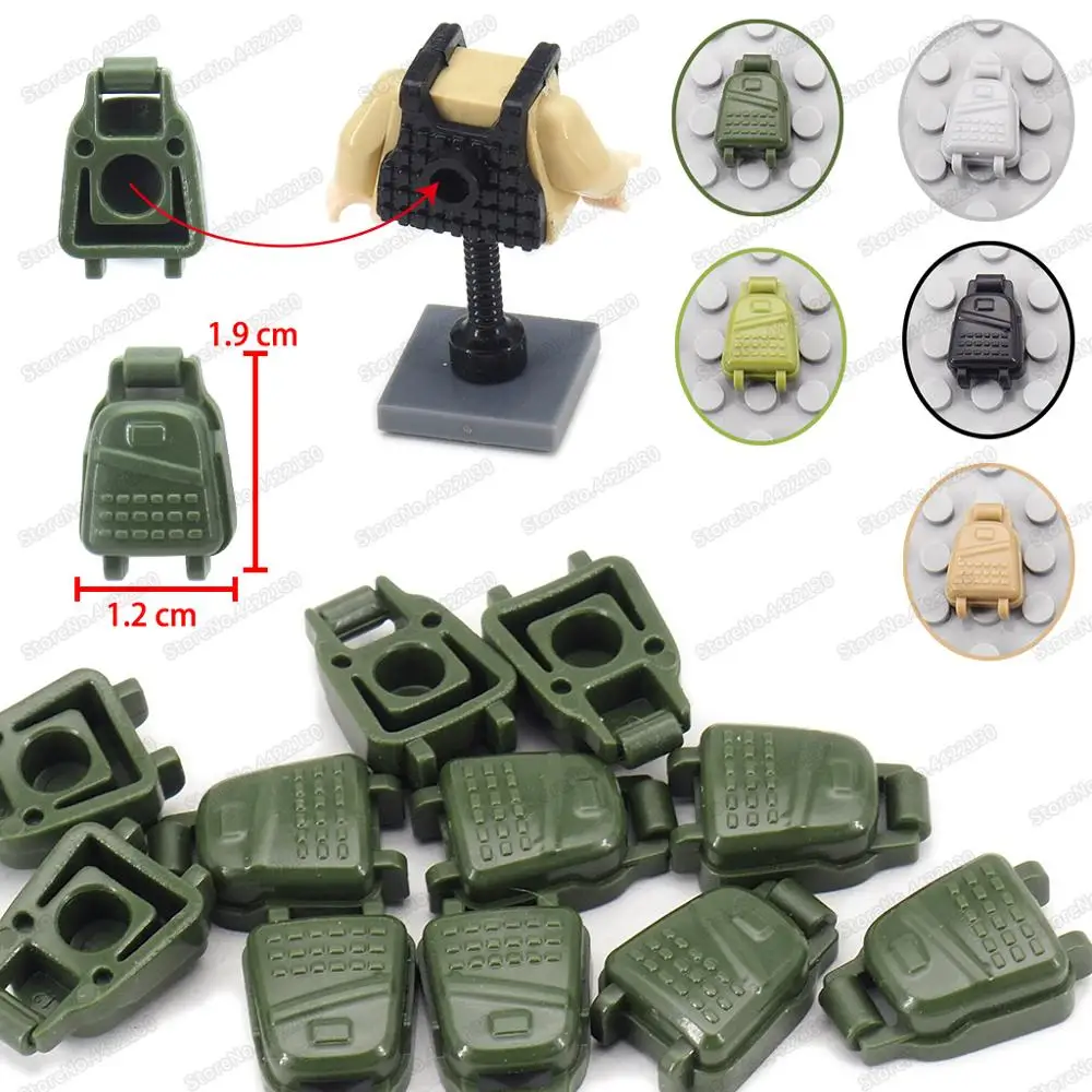 Backpack Military Supplies Building Block Army Accessories WW2 Special Forces Figures Equipment Model Christmas Gifts Child Toys