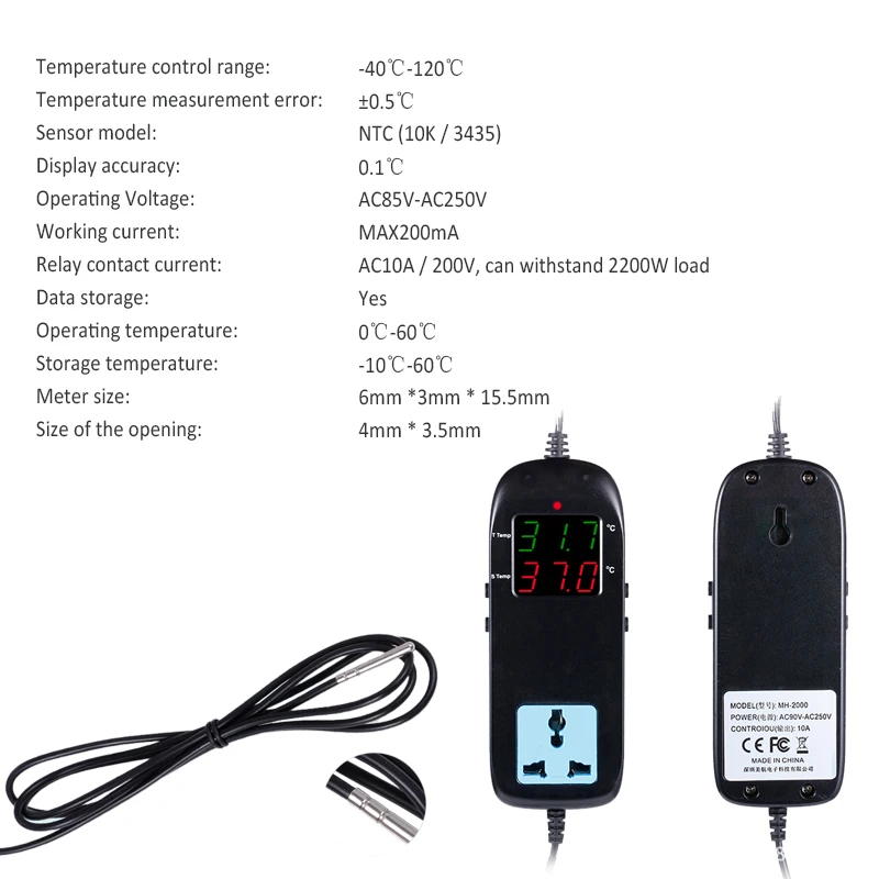 mh 2000 ac90v 250v electronic thermostat led digital breeding temperature controller with socket free global shipping