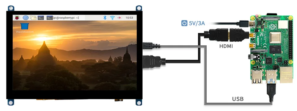

5inch Capacitive Touch Screen HDMI Monitor for PC Raspberry Pi 4 / 3, Supports Windows 10