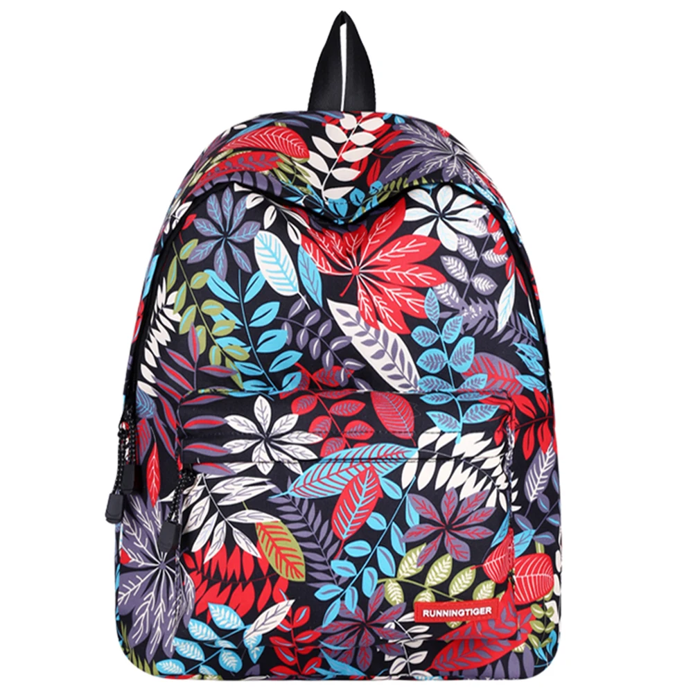 Женский рюкзак с модным принтом в виде листьев школьная сумка для девочек