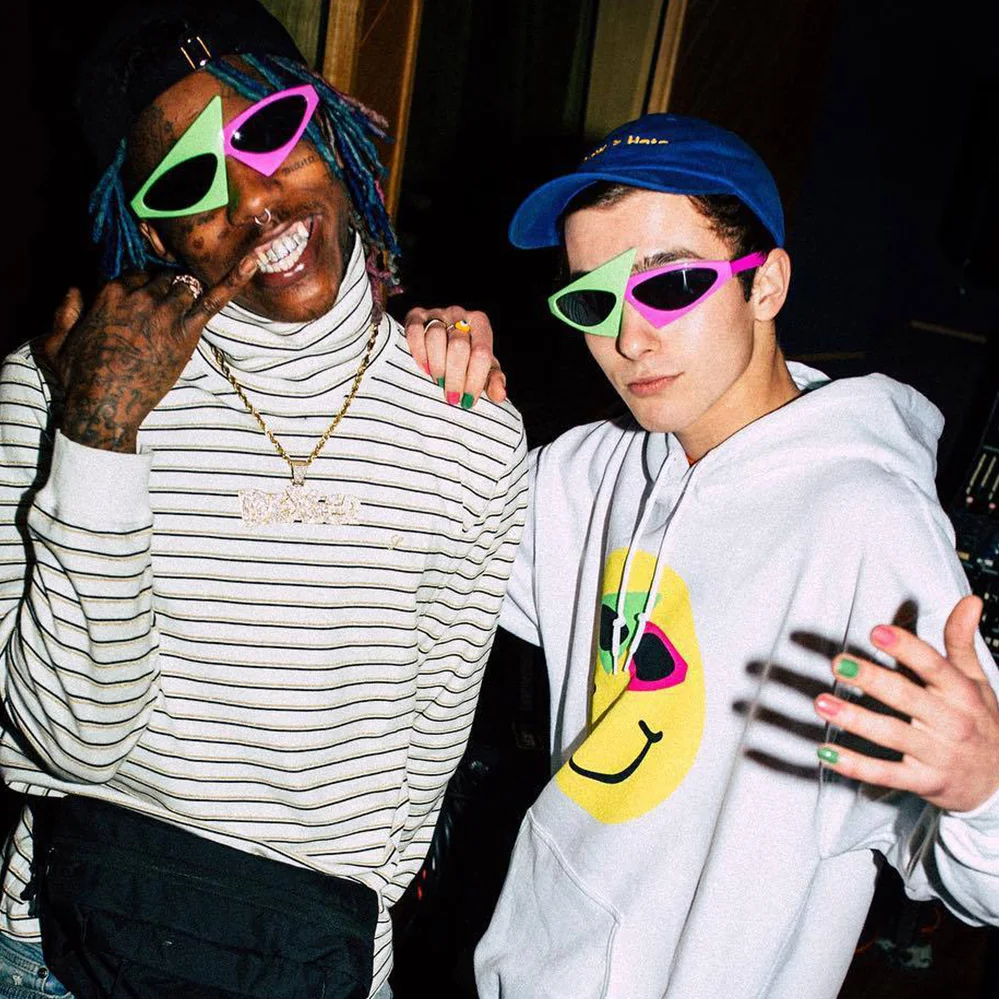 Roy Purdy стиль хип хоп Асимметричные треугольные очки Новинка Зеленый Розовый