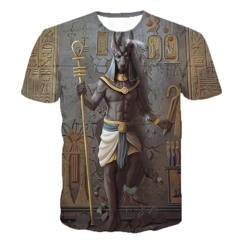 

Pharaoh Anubis Men's T-Shirt 3D print Mysterious Retro Style O-neck men's short sleeve fashion casual oversized t shirt top tee