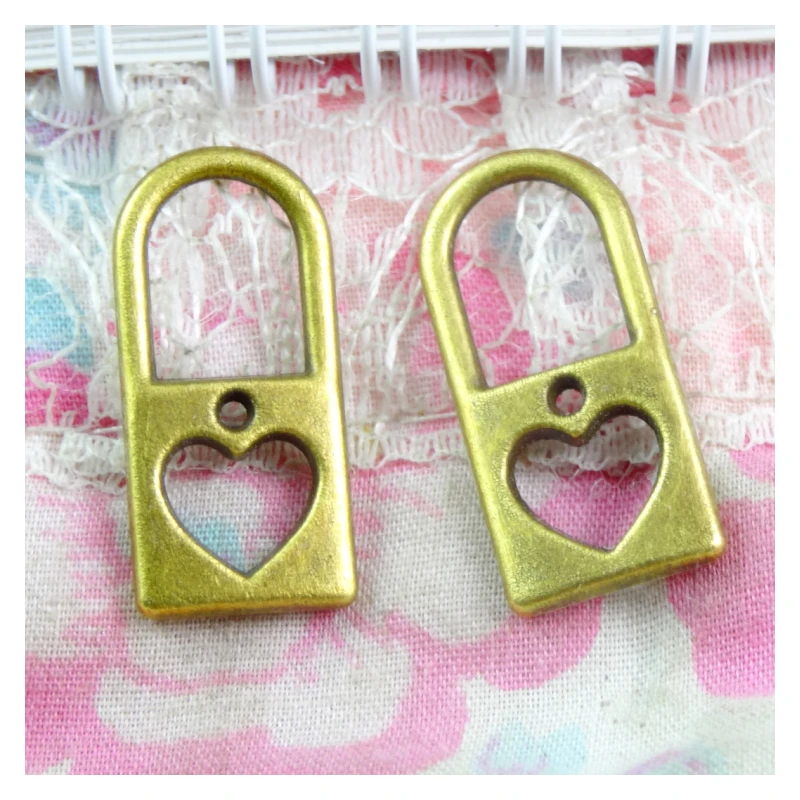 40 шт. Античная бронзовая подвеска с замком в виде сердца 26*12 мм для изготовления