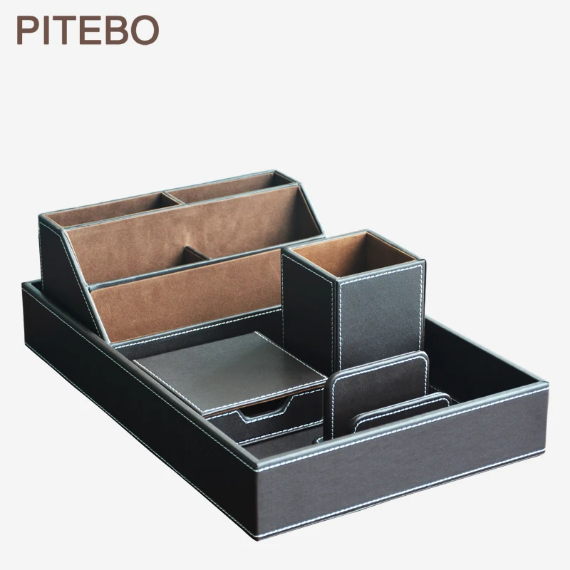 

PITEBO 5 шт./деловой кожаный офисный Настольный Файл с дистанционным управлением коричневый костюм полностью кожаный лоток для конфет удобный