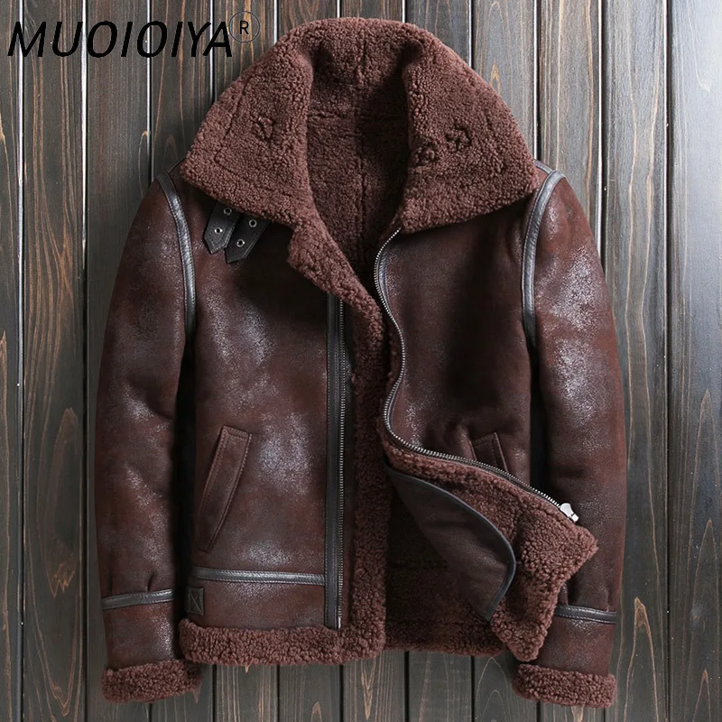 

MUOIOYIA Winter Jacket Men Parka Genuine Sheepskin Leather Jackets Real Sheep Shearling Coat Thick Clothes Veste Homme LXR1071