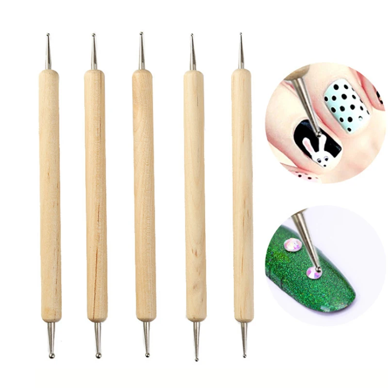 

5PC Stainless Steel Ball Double Headed Dotting Tools Manicure Tool Polymer Clay Nail Drill Pens Pottery Clay Manicure Handicraft