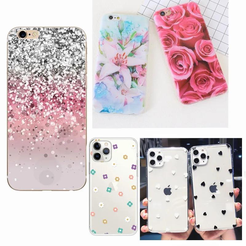 Тонкий мягкий чехол из ТПУ для iPhone 6 6S 5S SE 5 S 7 Plus 8 X XS чехлы с рисунком цветов