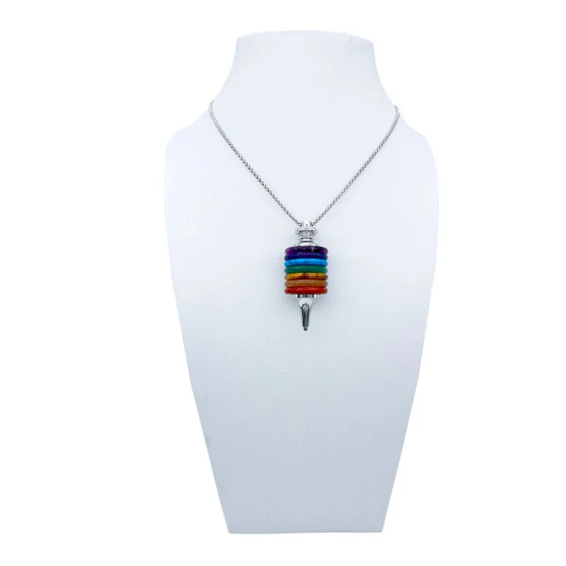 

7 Chakra Gemstone Crystal Disc Pendulum Divination Pendulum Pendant Charm Natural Gemstone Pendant Charm
