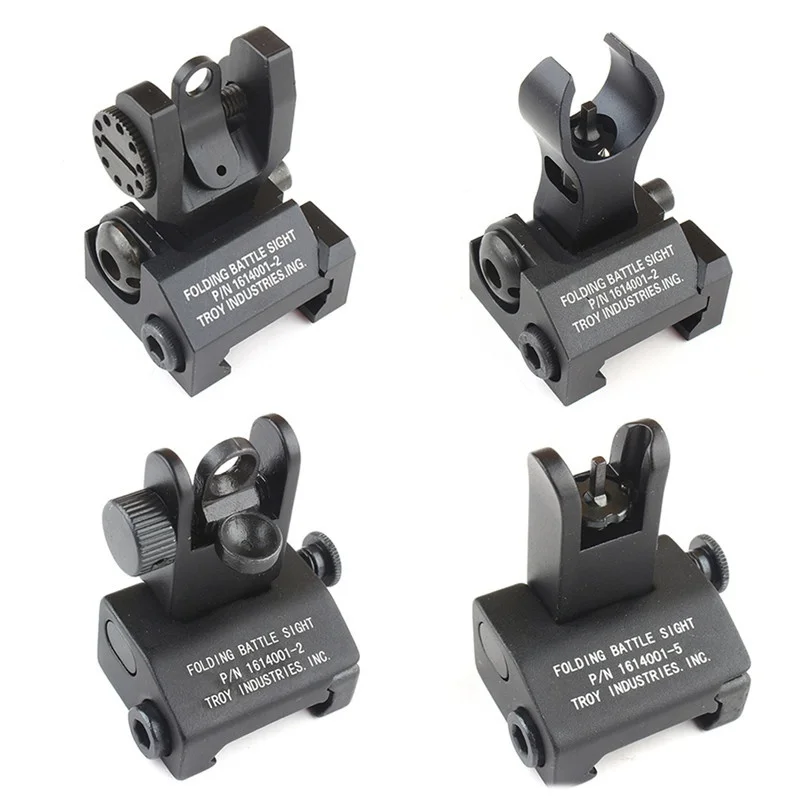 Tactical Troy HK Style Front&ampRear Sight Folding Battle Black Iron Sights Set for Airsoft AR-15 M16 Rail | Спорт и развлечения