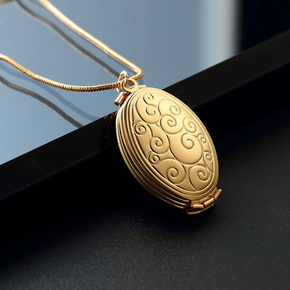 Винтажная Женская расширяющаяся 4 фоторамка медальон Овальный цветочный кулон