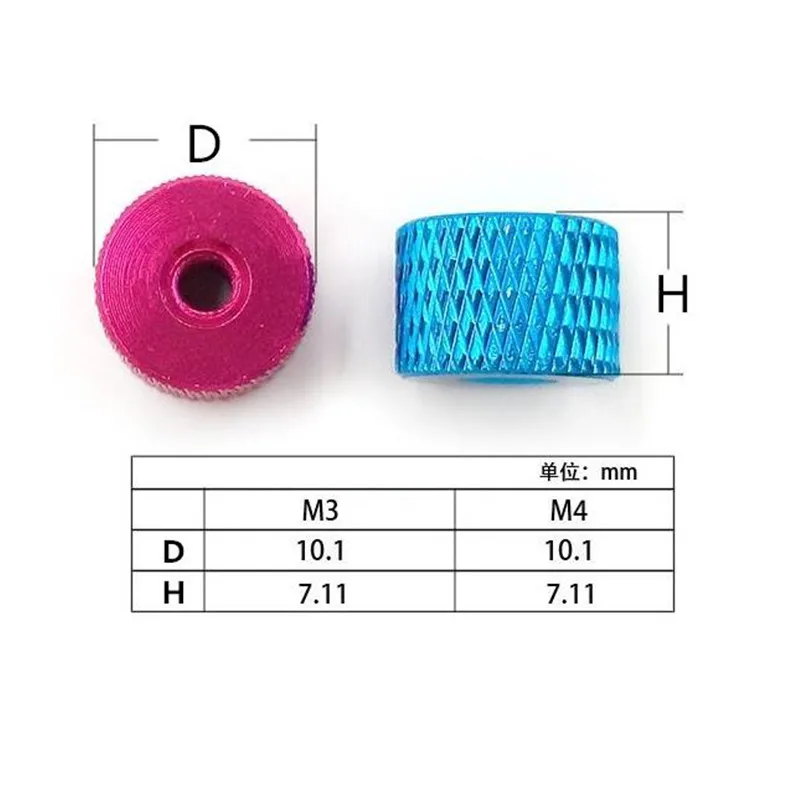 10Pcs M3 M4 Aluminium alloy coloured nut Colorful anodized aluminum Hand turn knurled thumb | Обустройство дома