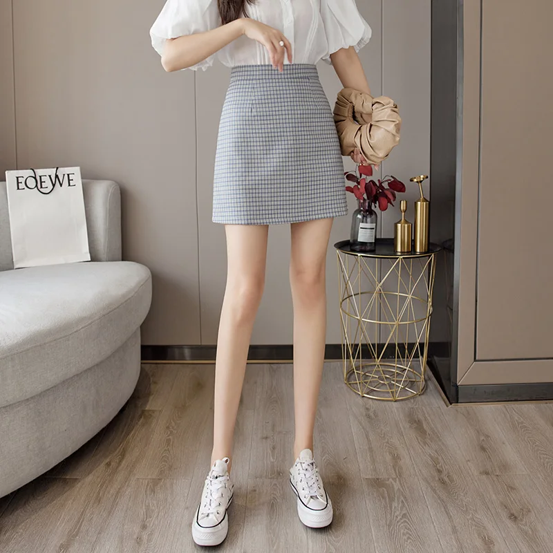 

Summer High Waist Wild Plaid Casual A-Line Skirt Women