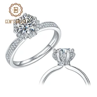 gems ballet 1ct vvs1 moissanite diamond engagement rings for women moissanite wedding ring 925 sterling silver crown ring