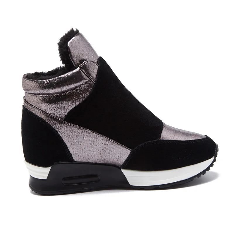 

2020 Warm Shoes Suede Leather Boots Women Winter Shoes Fashion Ins Women Sneakers Height Increasing Shoes Snow Boots KT004