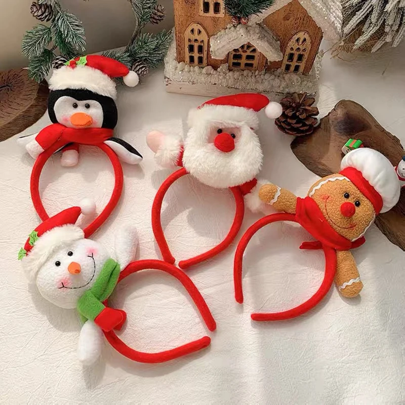 

2022 New Year Kids Gifts Christmas Santa Elk Snowman Headbands Ornaments Plush Hairband Christmas Decorations Noel Natal Navidad