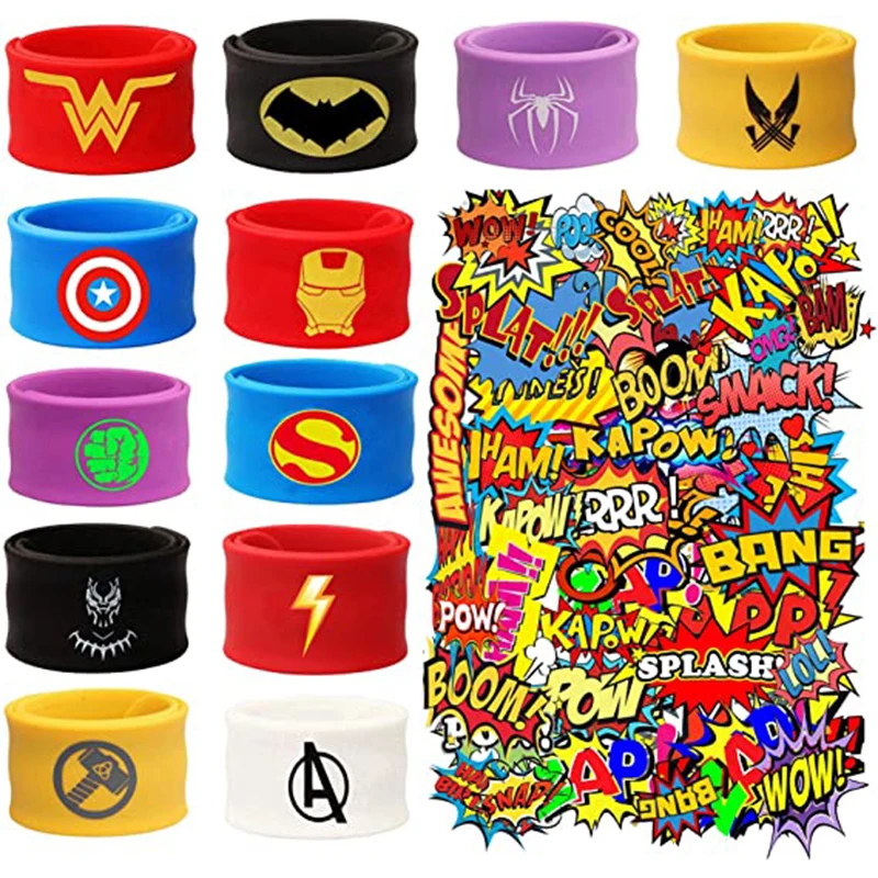 

Super hero СЛЭП браслет для детей мальчиков и девочек Super hero на день рождения предметы для вечеринки, сувениры Super Hero подарки для мальчиков и день ...