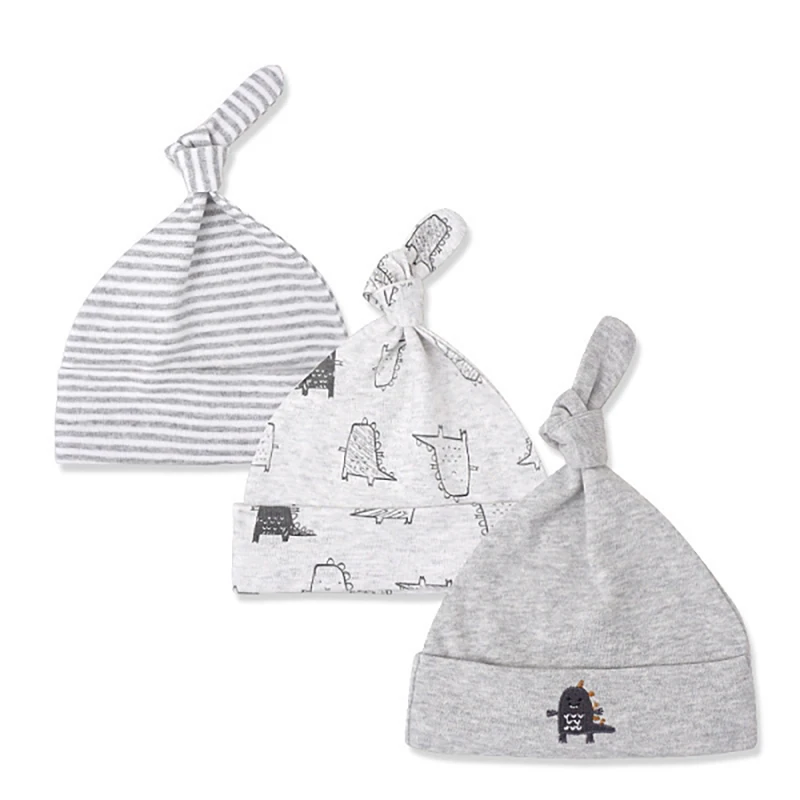 

3 Pcs Baby Hats Cotton Printed Baby Hats 0-6 Months Newborn Baby Cartoon Pattern Caps Newborn Children Accessories