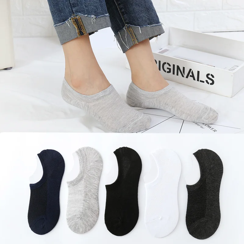 

10 Pairs New Fashion Bamboo Fibre Non-slip Silicone Invisible Boat Compression Socks Male Ankle Sock Men Meias Cotton Socks Hot