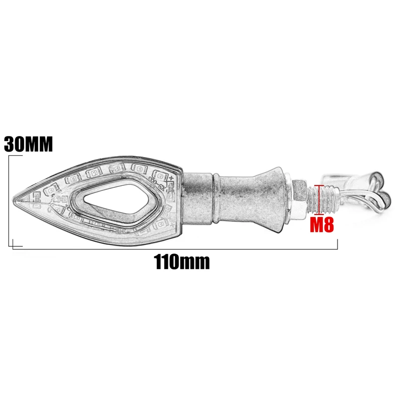 

2pcs Motorcycle LED Turn Signal Light Amber Blade Lamp Indicator Blinker Waterproof Universal Flashing Moto Bike Super Bright