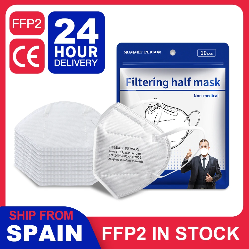 

SUMMIT PERSON FFP2 Mask Ship From Spain 5 Layers Facial Protective Filter KN95 Face Mask ffpp Dust Mouth Mask Christmas ffp2mask