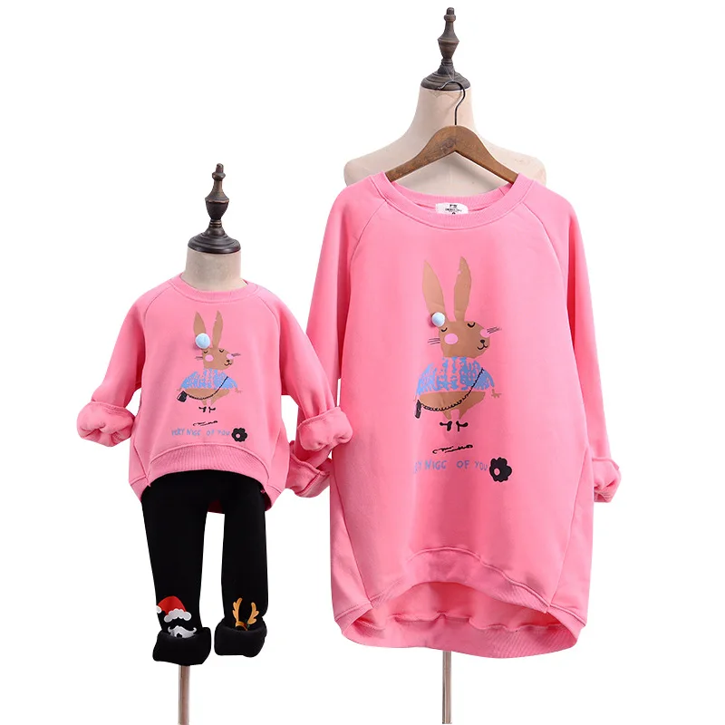 Семейные рождественские пижамы одежда для мамы и дочки зимние толстовки