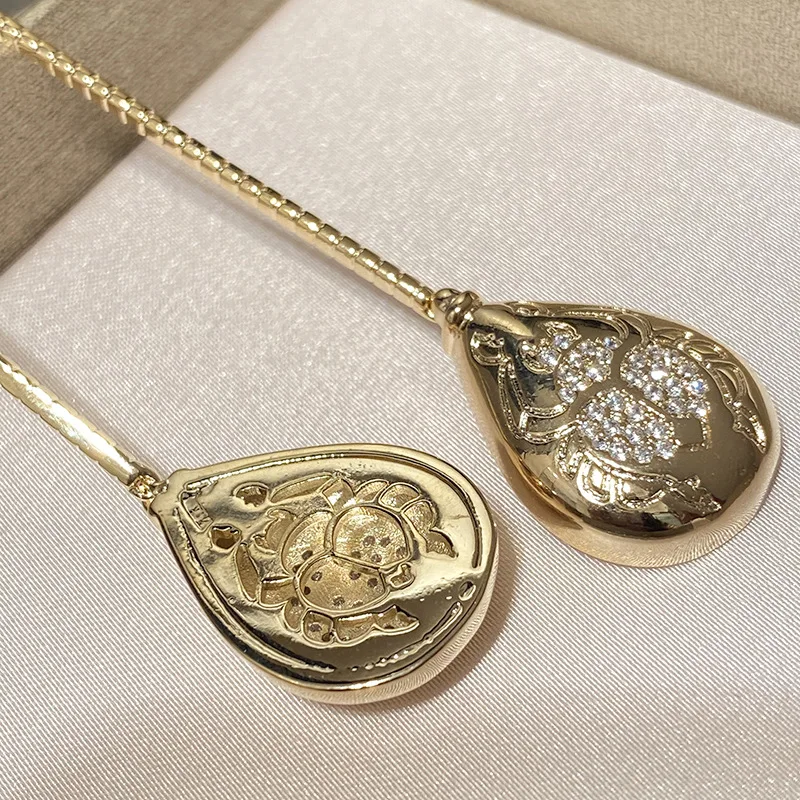 Mysterious Scarab Pendant Earrings Gold Beetle Thin Female Long Atmospheric | Украшения и аксессуары