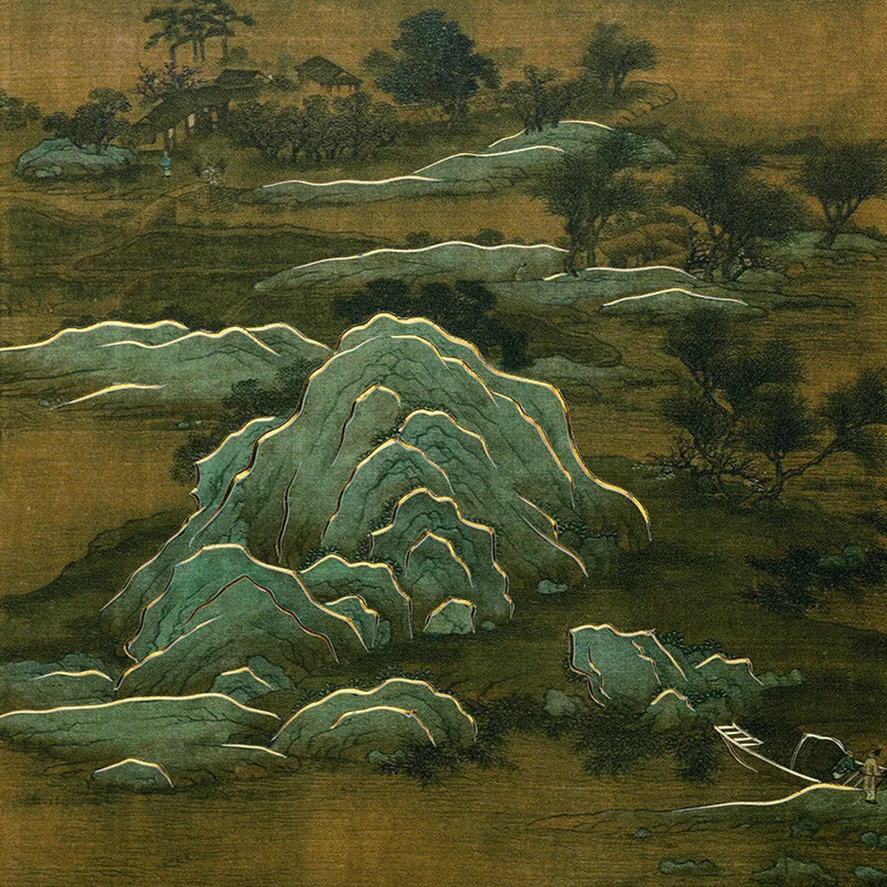 

New National Tide "Zhao Boyi Spring Mountain Map of Southern Song Dynasty" Hand-Carved Copper Carving Paint Mural