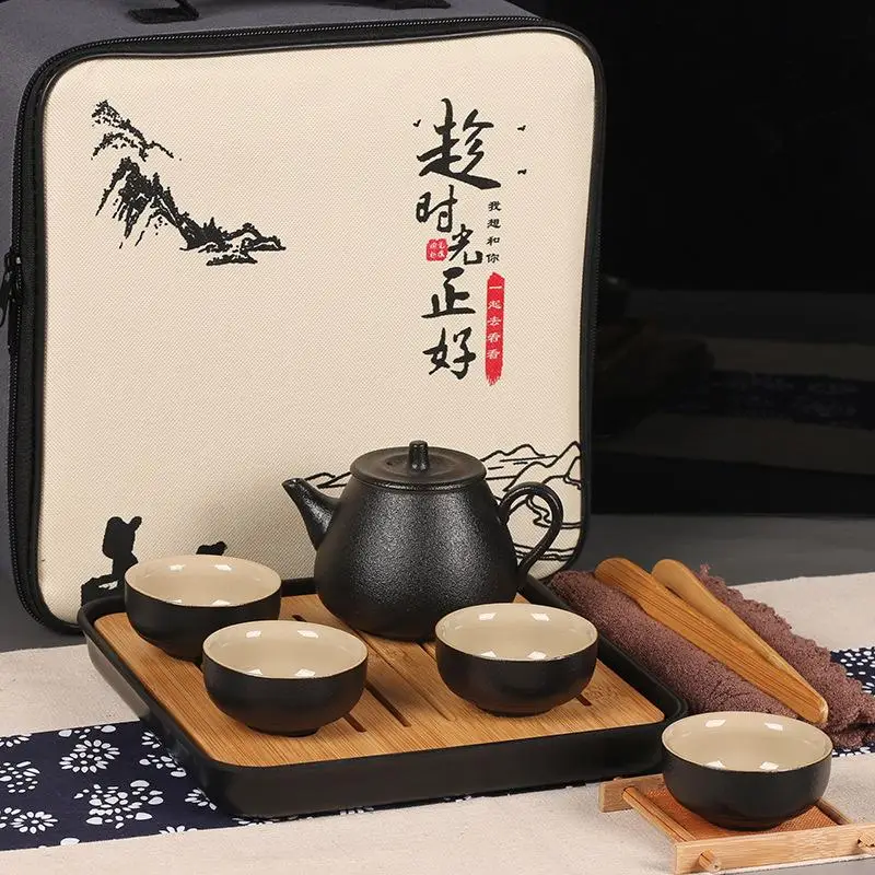 1 Ceramics Tea Set Travel Portable Tea Set Include 1 Teapot 4 Teacups 1bag Teapot Chinese Travel Ceramic Portable Teaset Gaiwan - Цвет: 1
