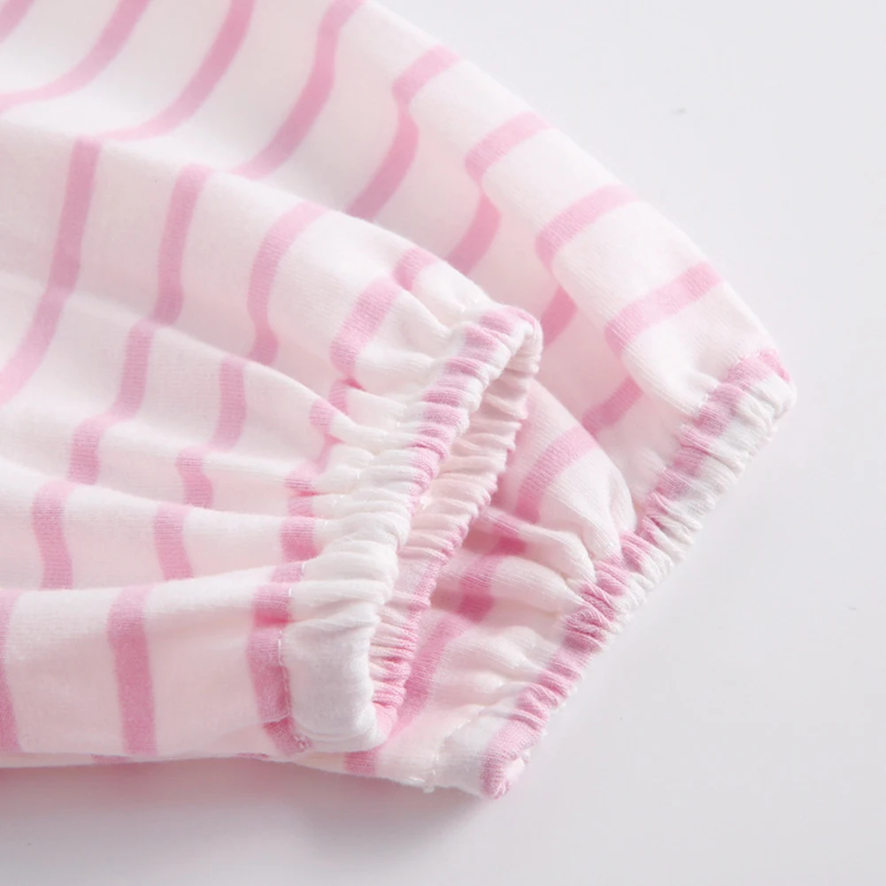 Infants 2019 Autumn Long Sleeve Sweet 100% Cotton Black White Pink Striped Bodysuit Baby+Rabbit Ear Hat Baby Girl | Мать и ребенок