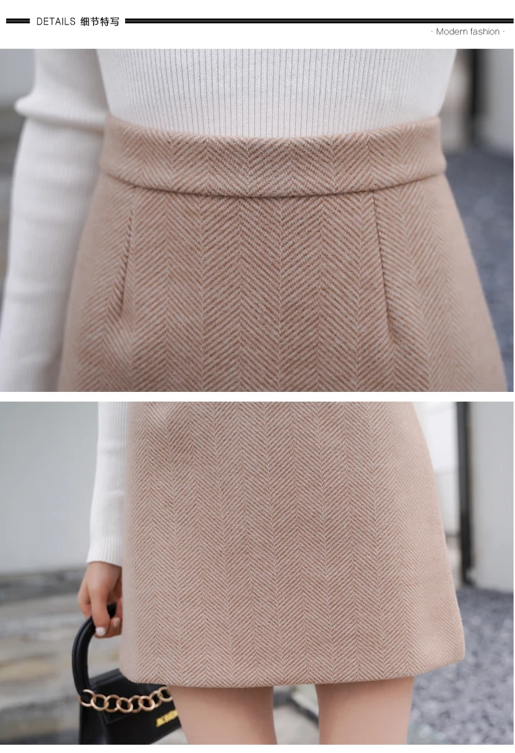 REALEFT New Arrival Autumn Winter Women Casual Mini Skirts High Waist Warm Woolen A-Line Sexy Short Skirts Female