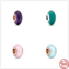 Бусина-шарм Женская из серебра 925 пробы, матовая, фиолетовая, зеленая, розовая