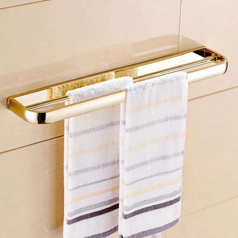 gold polished brass square bathroom hardware towel shelf towel bar paper holder cloth hook bathroom accessory kxz014 free global shipping